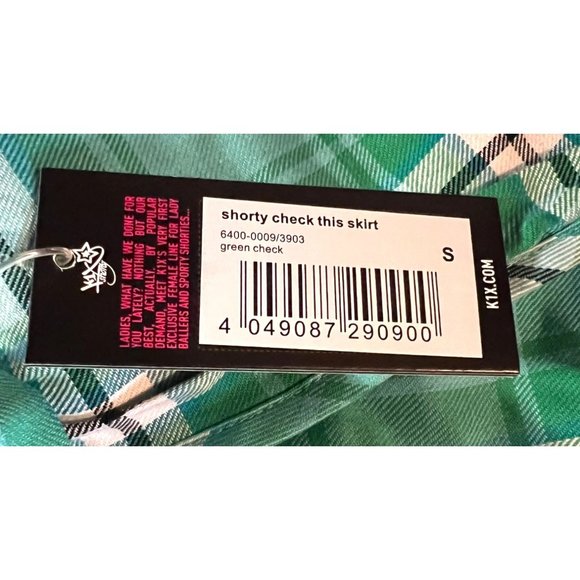 K1X Shorty Skort Skirt Shorts Green Check Plaid Elastic Waist Womens Small - Picture 7 of 8